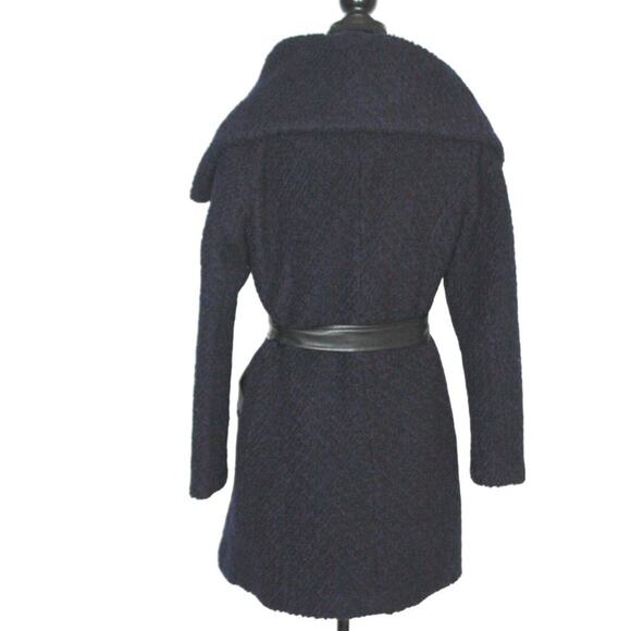 Cole Haan Signature Navy Wool Blend Coat with Oversized Collar Size 6 - Picture 3 of 6